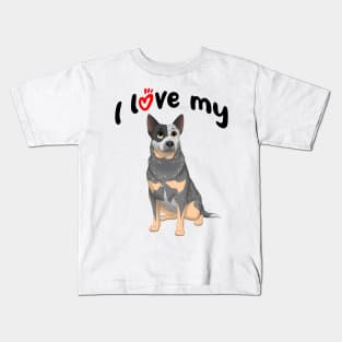 I Love My Blue Australian Cattle Dog Blue Heeler Kids T-Shirt